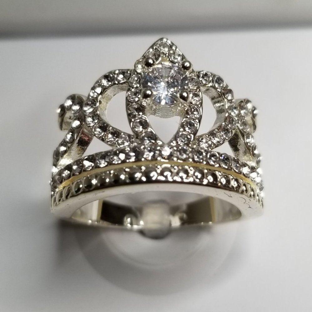 Charter Club Silver Plated Princess Tiara Ring Size 8